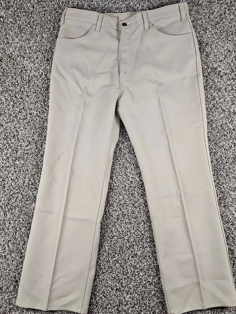 Vintage 1970s Levis Mens Sz 38x30 Flat Front Dress Pants Light Tan Beige